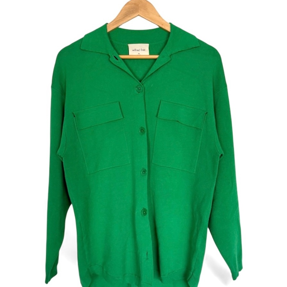 WILFRED FREE (Aritzia) Green Ronnie Button Up Sweater